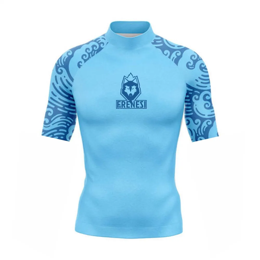 Sports Shirt Men Rashguard Men's Short Sleeve Surf Tee Arch Wave Frenesi Performance Tight-fitting Swimwear UPF 50+ Rashguard Vacation Beachwear