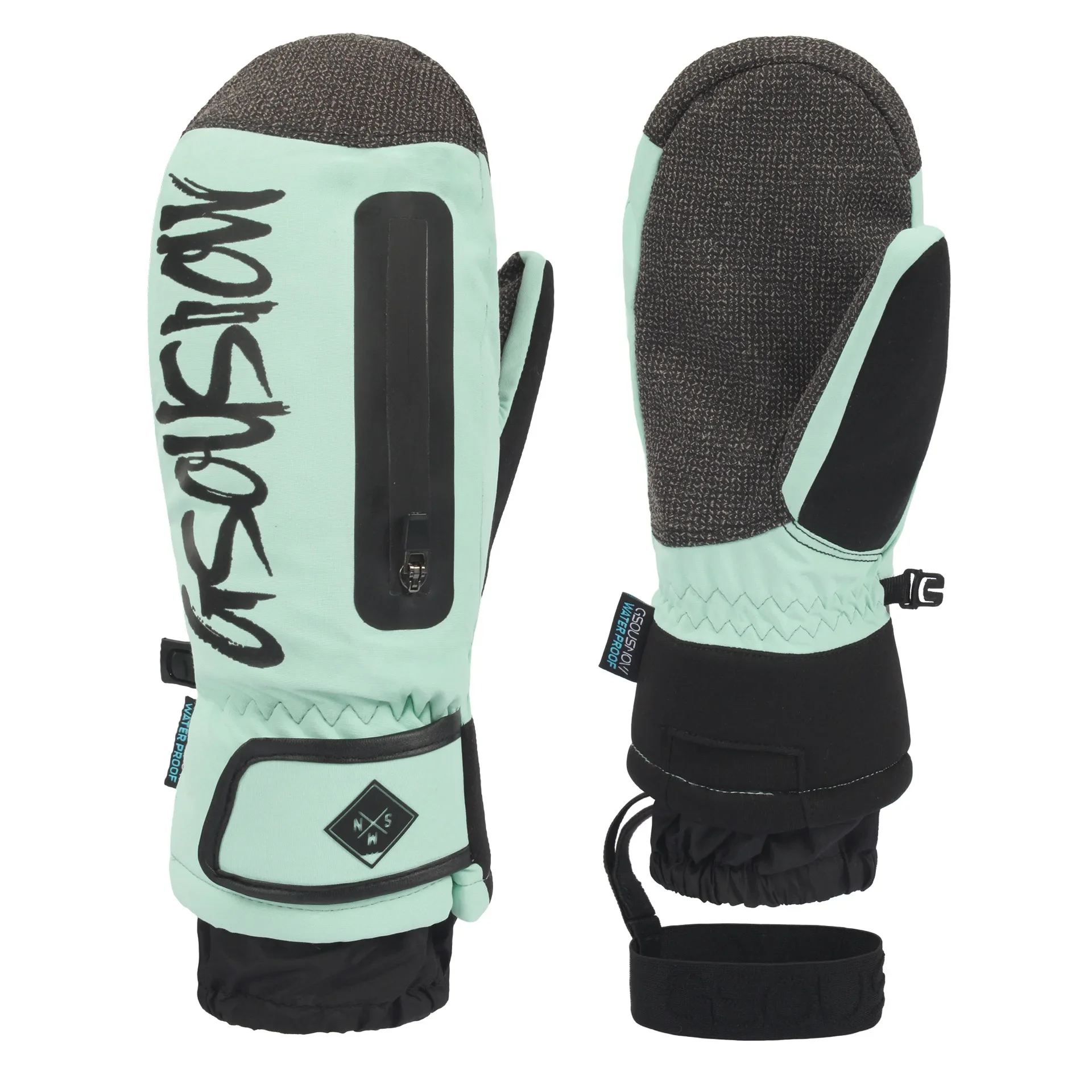 Ski Gloves Inside Wrist Guard Women Men Professional Snow Snowboarding Snow Card Pocket Winter Warm Waterproof Windproof Gloves