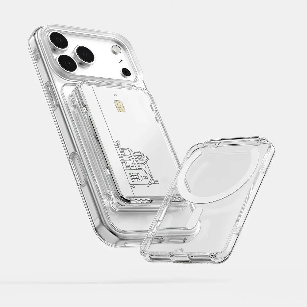 Transparent Magnetic Card Sleeve with Shockproof Design and 2 Card Slots