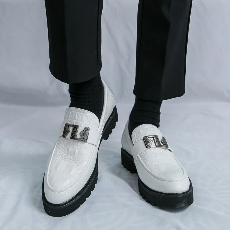 Sa91ae0f0bffc453d9db9371410bd95b4N Stylish VIPOL White Loafers for Men Slip-On Dress Shoes for Parties