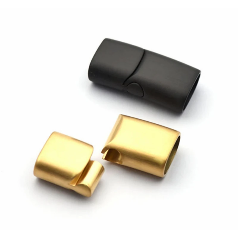 10pcs 스테인레스 스틸 마그네틱 Clasps 구멍 12*6mm 8*4mm 10*5mm 가죽 코드 팔찌 자석 버클 Diy 쥬얼리 걸쇠 만들기