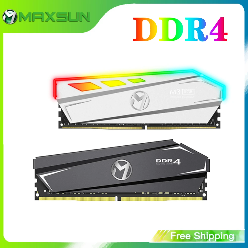 MAXSUN RAM DDR4 4GB 8GB 16GB Memory 2666 3200MHz Memoria Rams Dimm RGB Lighting Desktop with Heat Sink |