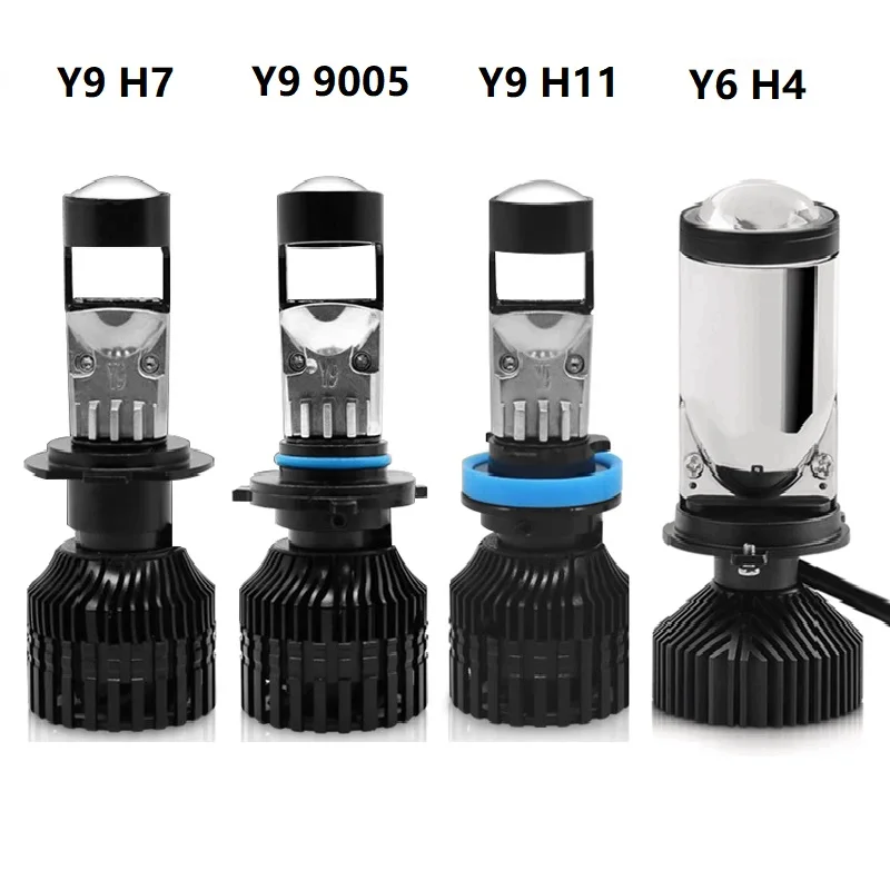 Cheap LED H4 9003 Automobile Headlight H4 hi-lo mini projector lens car  Styling headlight Bulbs 6000K 8000LM Focused Light Y6