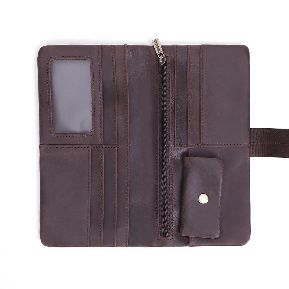 Men Cowhide Wallet Casual Retro Long Wallet Multi Card Leather Handheld Bag Long Wallet for men