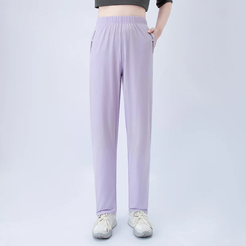 Ensemble 1/3 pièces pour femmes, pantalon décontracté d'été à imprimé lettres avec poches, confortable, grande taille, pour jeunes étudiantes, sport et course à pied, pantalon sarouel.