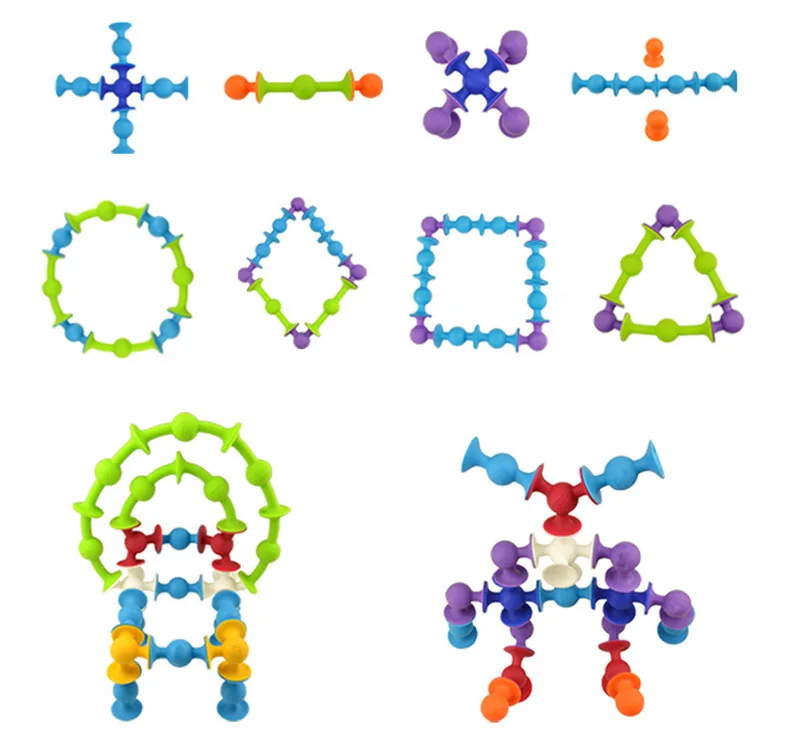 Weiche Silikon Sauger Bausteine Spielzeug DIY Silikon block Modell Sauger montiert Bau pädagogische lustige Spielzeug für Kinder