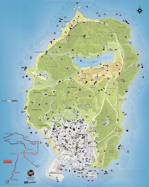 Grand Theft Auto V Los Santos Double-sided Map Poster - 26 x 22