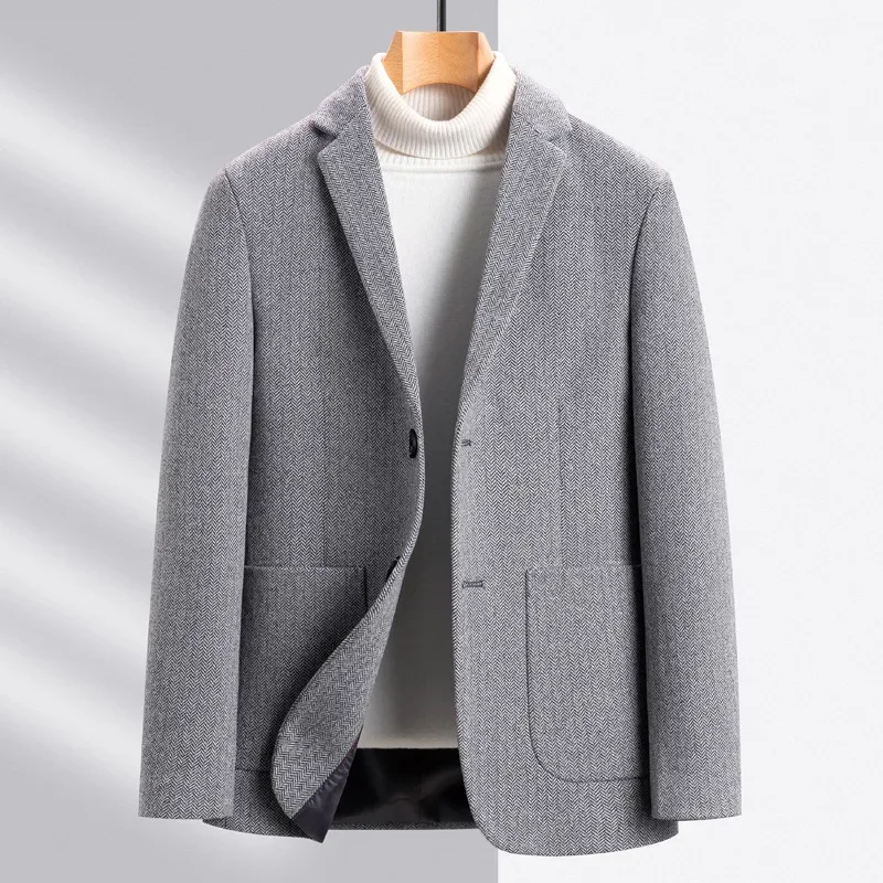 Tailor-made Suits Woolen Blazer Jacket Men's Spring Autumn New Casual Suit Trendy Fashion Men's Woolen Blazer Coat Clothing