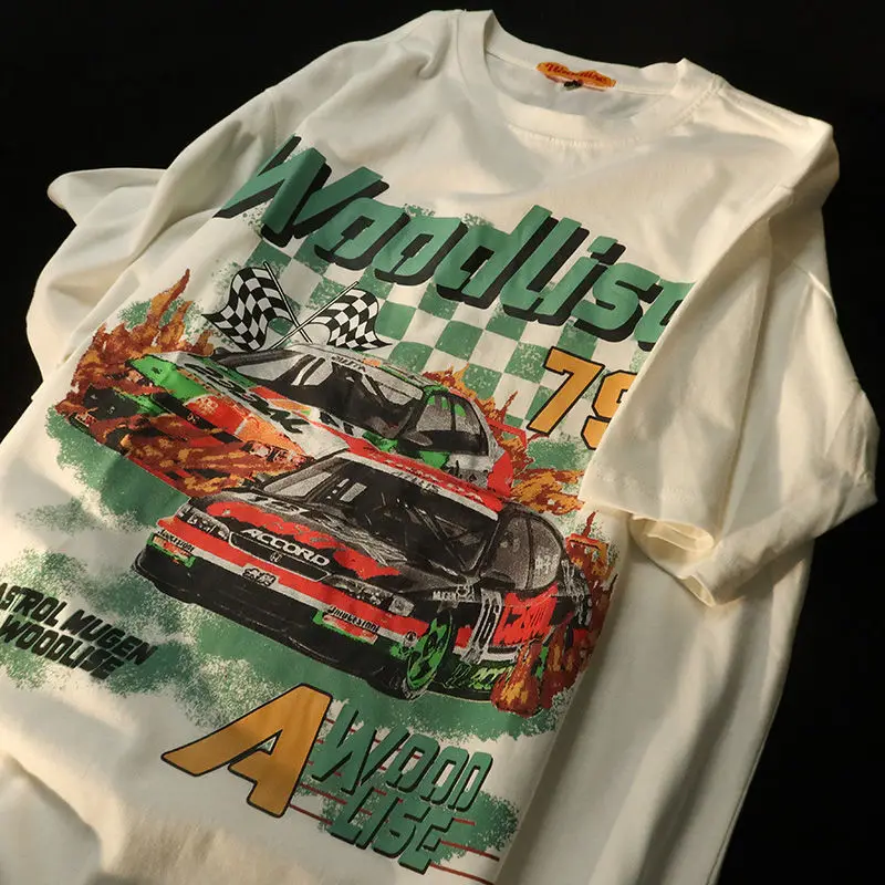 【U LAN】Vintage Old Car Printed Oversized Fit Short Sleeve Sc29e9b120e4545d5a4abb5897bf19