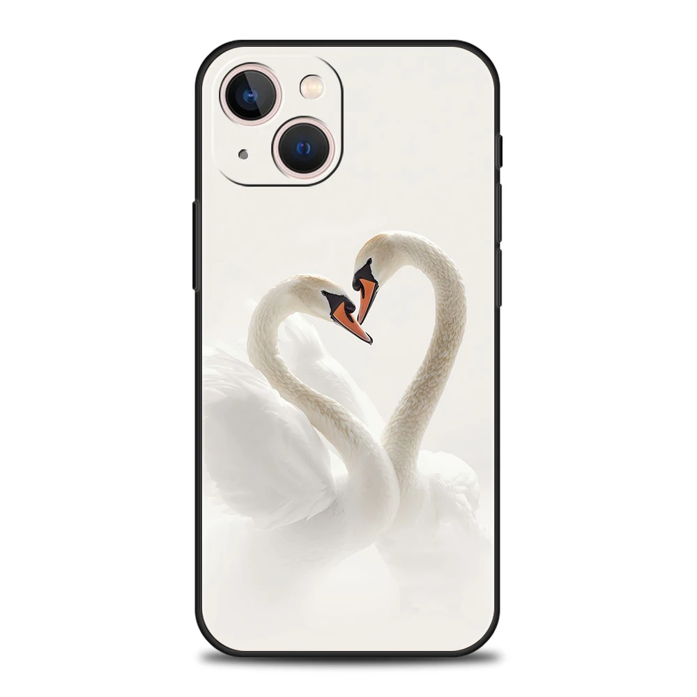 Elegant White Swan Design Shockproof Phone Case Cover with Soft TPU Shell