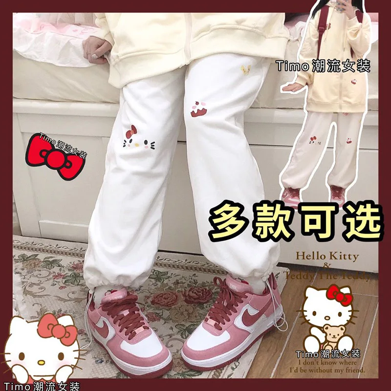 

Повседневные женские брюки-карго Hello Kitty Sanrio Y2k, мягкие модные корейские тренировочные брюки, женские брюки-карго, винтажные Брюки Y 2k