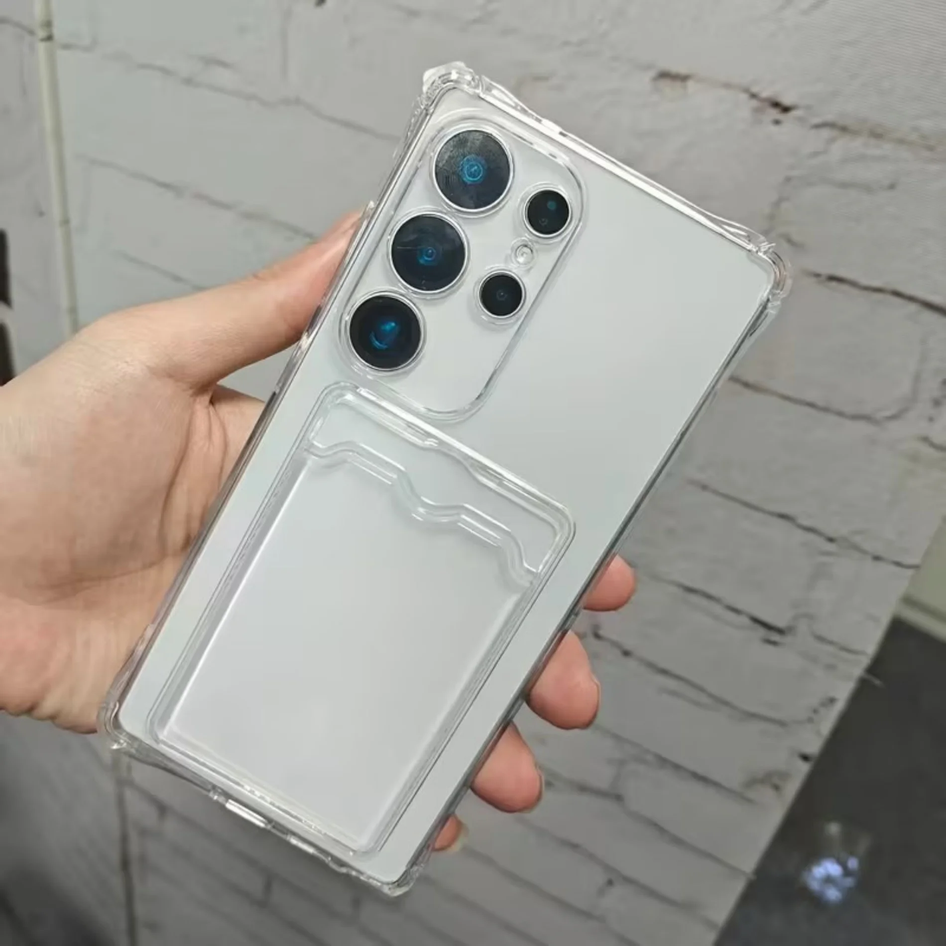 Durable Clear Silicone Card Holder Phone Case - Shockproof & Soft Design
