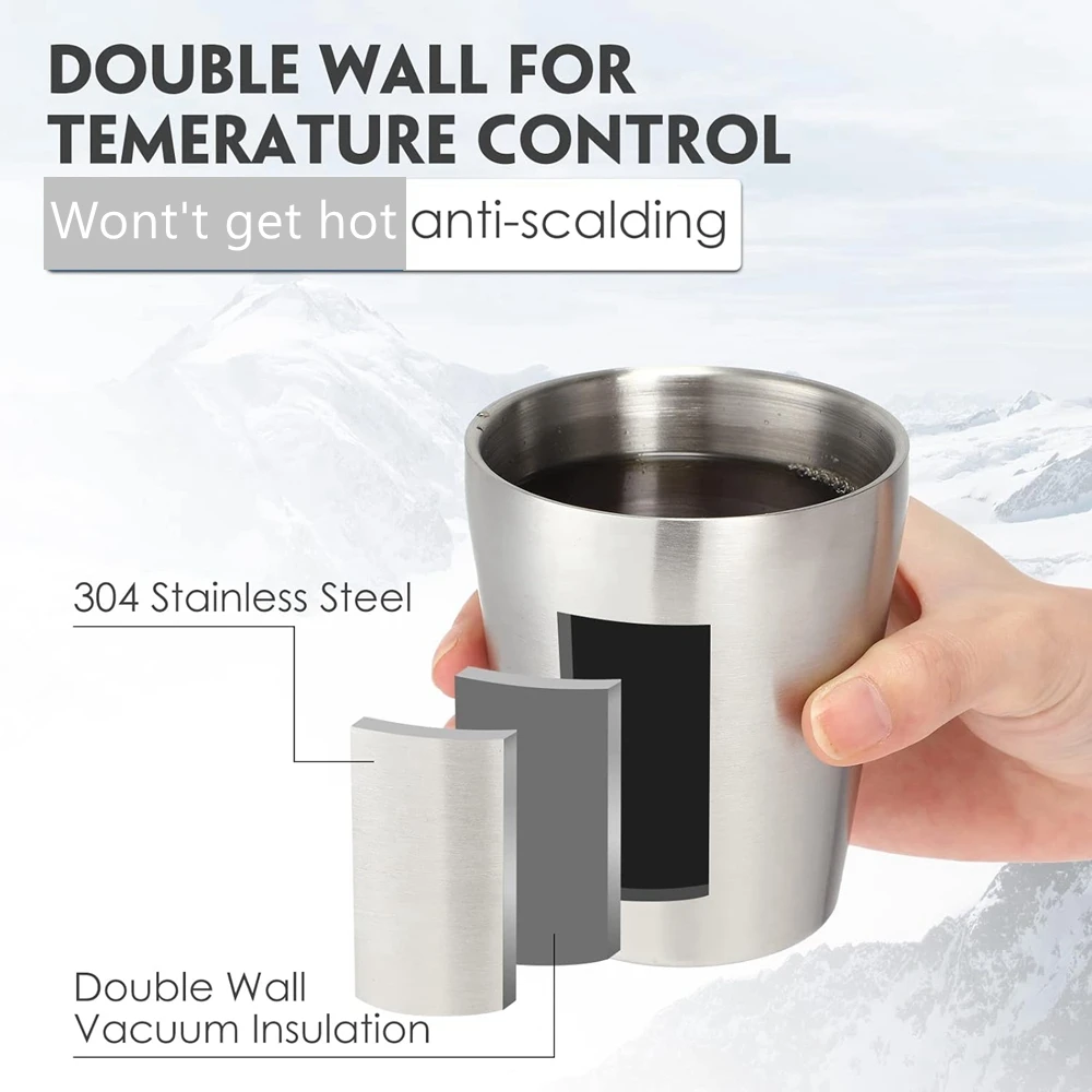 6 Bicchieri Acciaio Inox 350ml - Ideali Per Campeggio, Picnic E Vita All'aperto