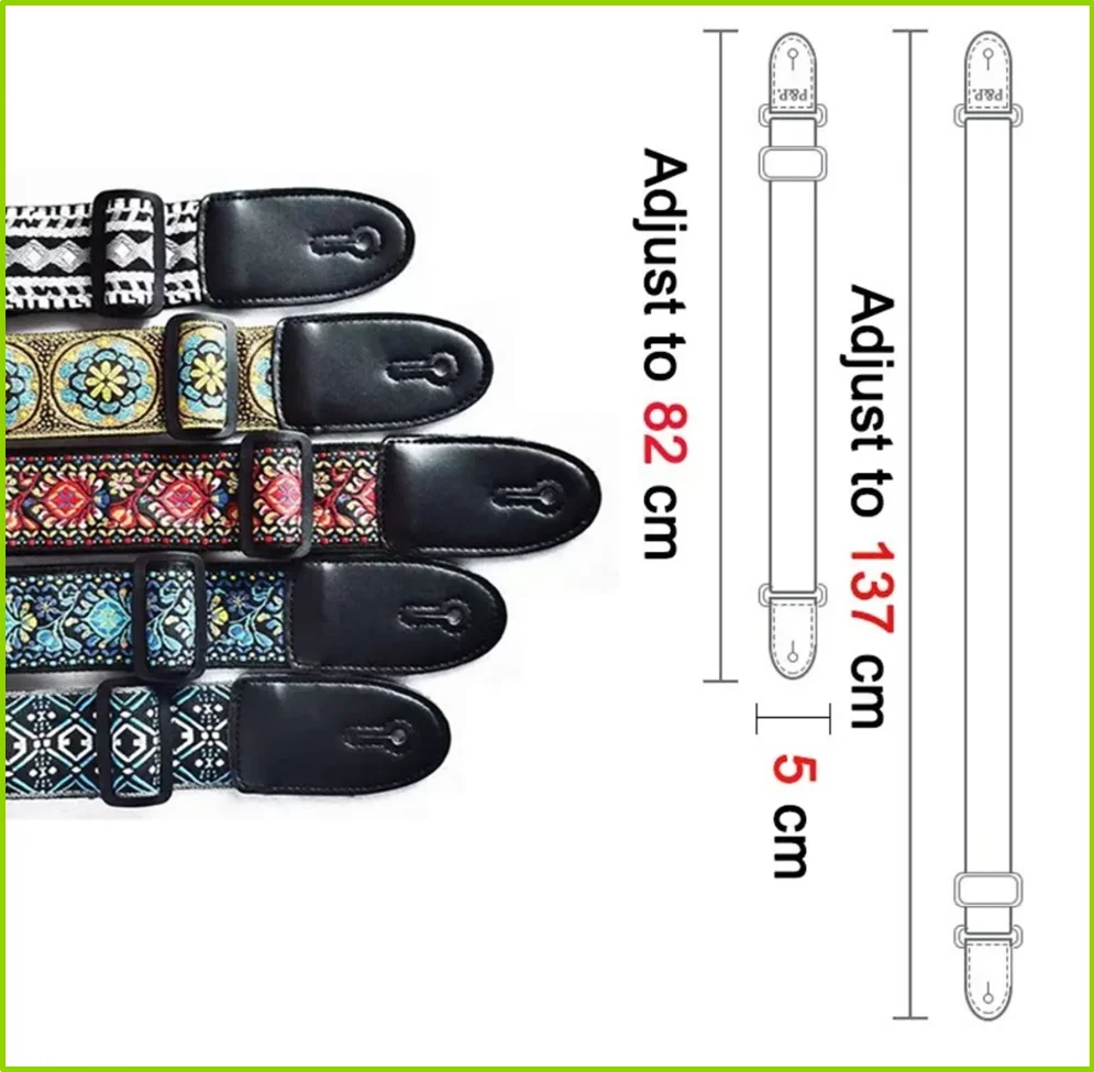 Vintage Ethnic Style Embroidered Adjustable Guitar Strap