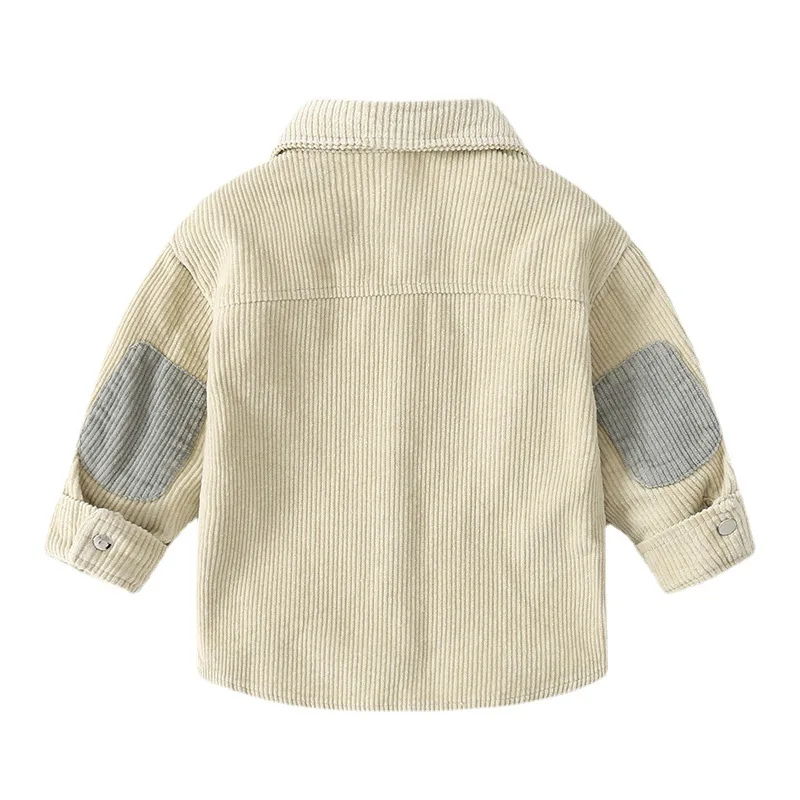 Boys Long Sleeve Shirts Corduroy Boys Cardigan Baby Boys Shirts Long Sleeve School Blouse Kids White Shirt for Toddler Blouse Children Tops
