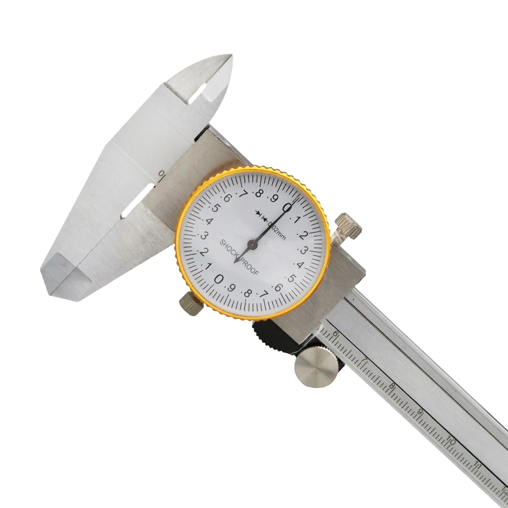 0-150mm 다이얼 캘리퍼스 0.02mm 고정밀, 산업용 등급 스테인레스 스틸, 금속 및 목공용 충격 방지 미터법 측정 도구