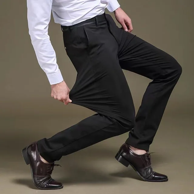 Men's Spring Autumn Fashion Business Casual Long Pants Suit Pants Male Elastic Straight Formal Trousers Plus Big Size 28-40 1