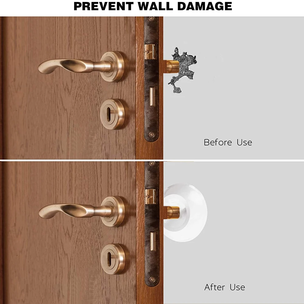 6 Pcs PU Door Wall Protector Pads Washable Self Adhesive Transparent Door Stopper