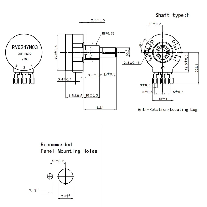RVQ24YN03 25F B502 5K 102 202 103 303 Simulator Single-Turn Carbon Film Potentiometer Racing Game Machine Arcade Accessories