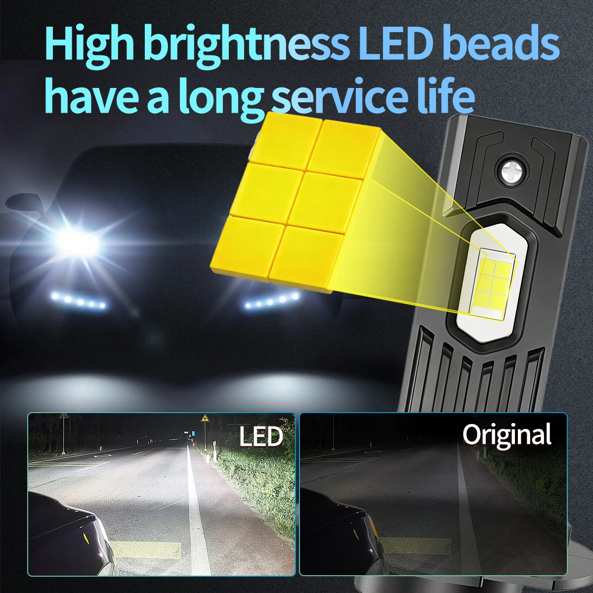 1Pcs/2Pcs/4Pcs 높은 침투력 H7 LED 안개등 전구 6000LM 6000K 자동차 차량용 깜박임 방지 무소음 팬