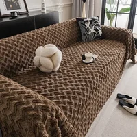Solid Color Sofa Towel Winter Thick Plush Fully Covered Settee Cushion Home Living Room Decoration Soft Comfortable Lazy Blanket 1