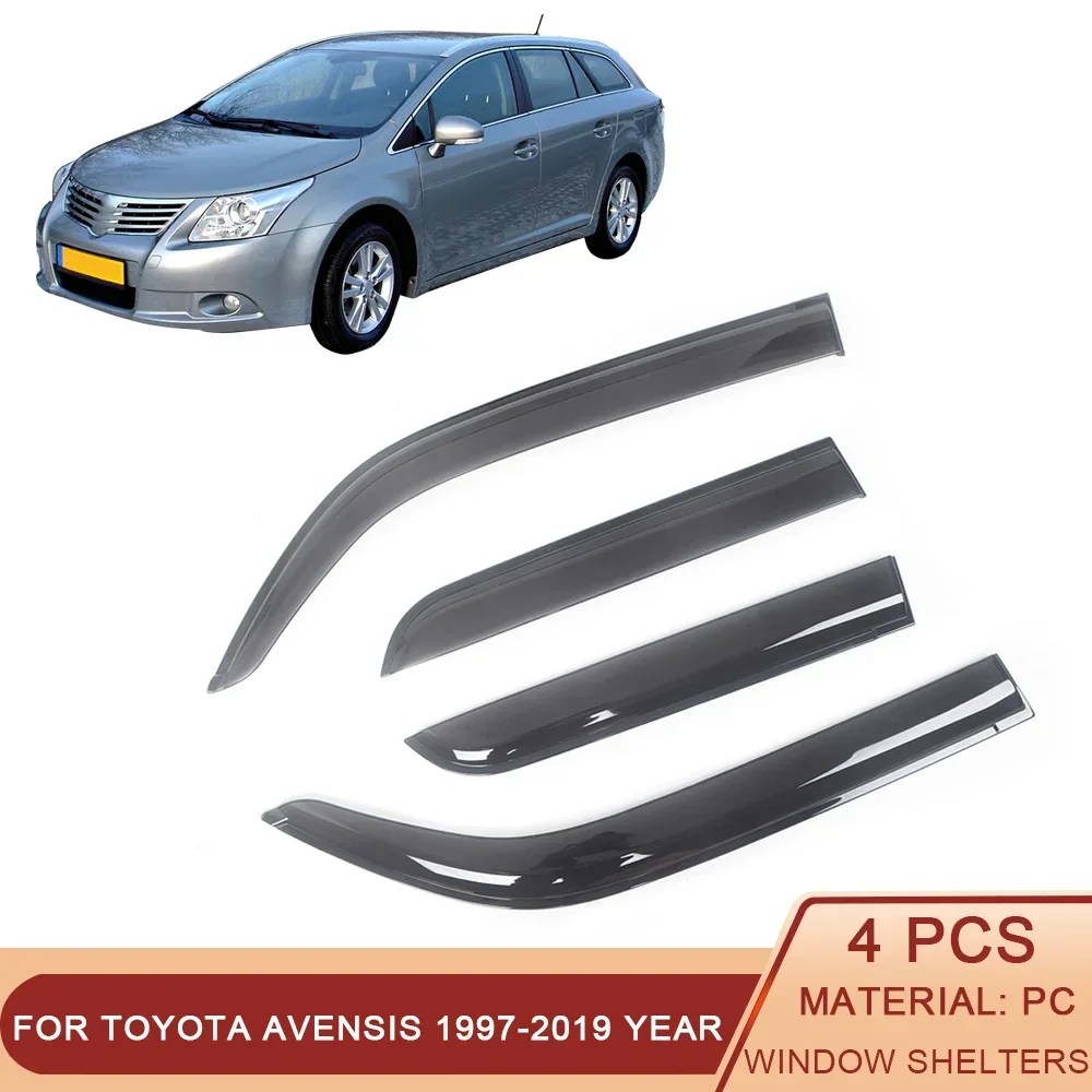 

For Toyota Avensis 1997-2019 Auto Side Window Wind Deflectors Visors Black Rain Guard Door Visor Vent Shade Dark Smoke Ventvisor