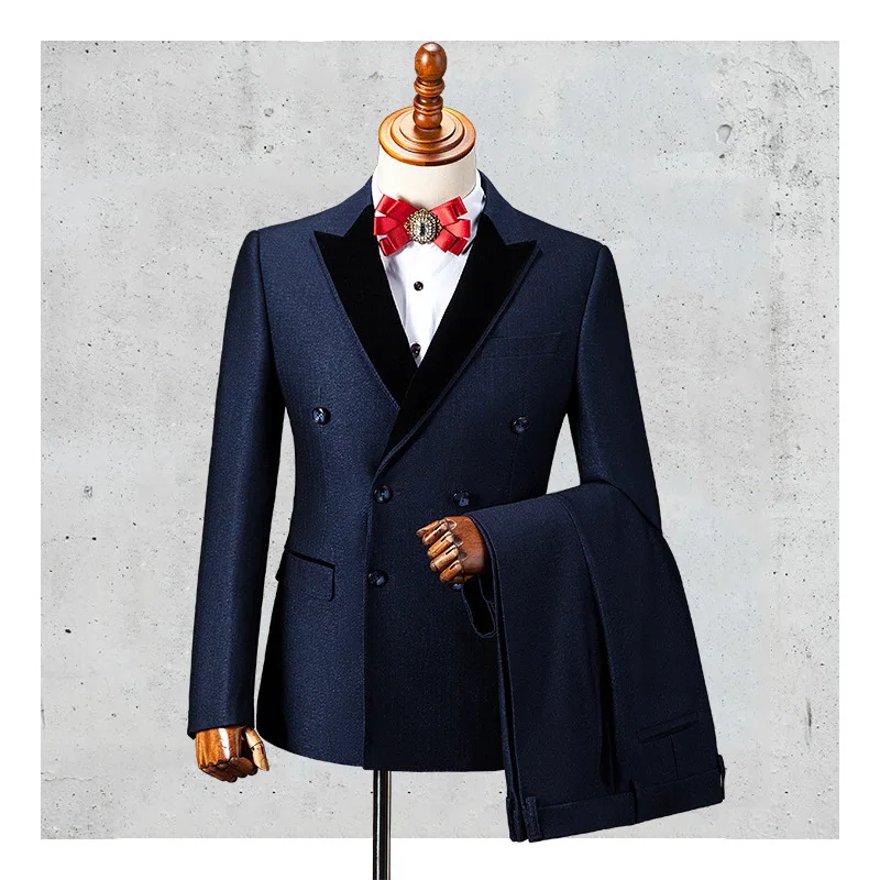 HH035 Men's suit evening dress slim fit suit shawl collar casual suit
