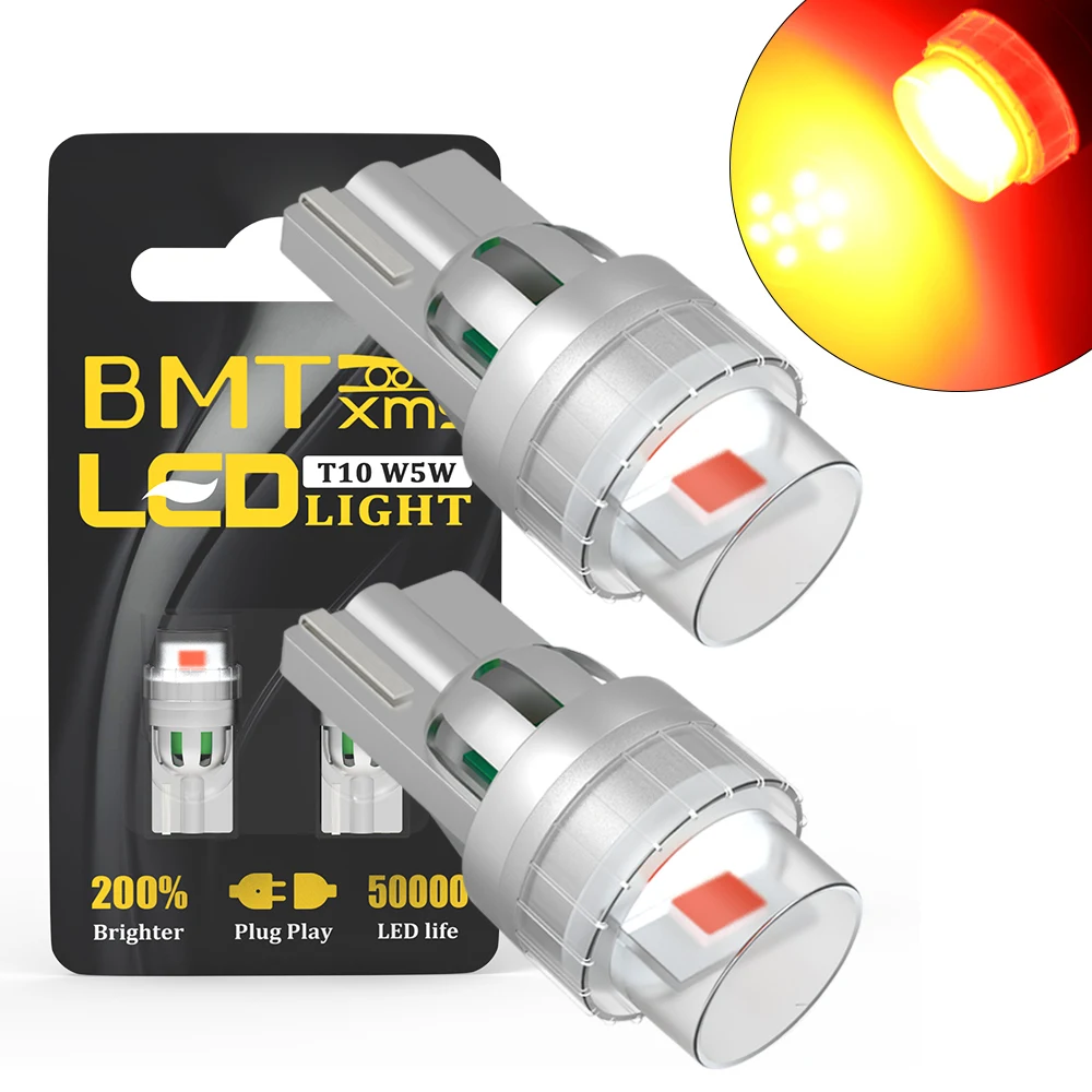 

BMTxms 2X T10 W5W LED Canbus No Error 194 168 Bulb 5W5 5W 12V 400LM Super Bright Car Interior Side Light License Plate Lamp Auto