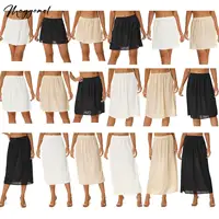 Sous-jupe lisse pour femmes, ceinture élastique, jupon, jupe intérieure, demi-jupes antidérapantes, jupes en Satin solide pour robe de soirée 1