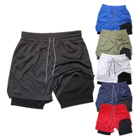 Men's Double Layer Fitness Shorts Men Fitness Gym Training 2 in 1 Sports Shorts Quick Dry Workout Jogging Double Deck Summer 1