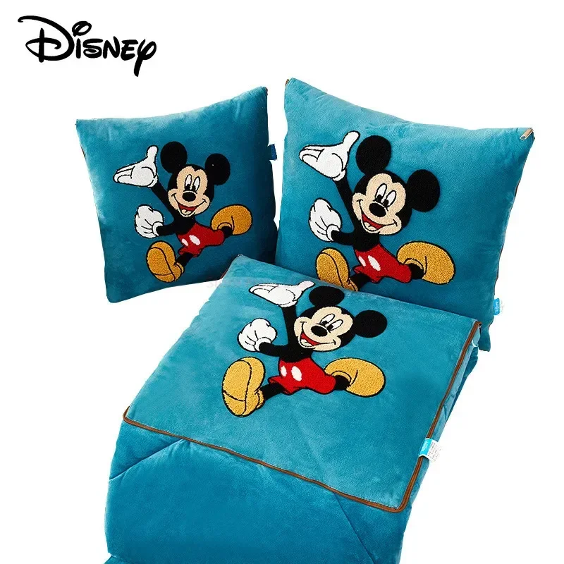 

Disney Mickey Mouse Four Seasons Thick Plush Blanket Pillow Quilt Dual-purpose Blanket Gift For Children Adults Office Sleeping