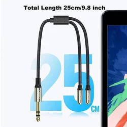 Premium Audio Extension Y - Splitter Cable - 1/4 TRS Male to Dual 1/8 Female - 0.25m (2x3.5 - F to 6.5 - M)