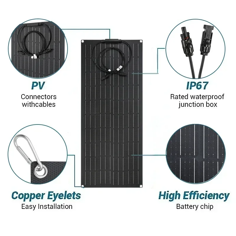 300W 600W Flexible Solar Panel 12V 24V Solar Charge Battery Kit with 30A/60A Controller for Camping RV Home Power Bank portable solar panel solar charger panels flexible solar panel solar panel kit solar panels solar charger solar battery charger