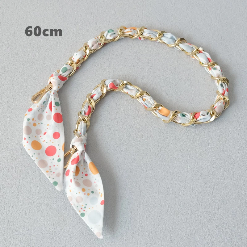 Neue Mode Marke Frau Handtasche Zubehör Ketten Abnehmbare Blumen Druck Metall Seide Schulter Gurt Frauen DIY Kette Tasche Griffe – Detail 12