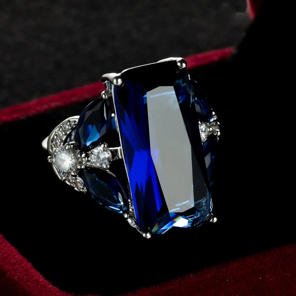 Sapphire Engagement Ring European and American Fashion Horse Eye Ring Jewelry Engagement Rings
