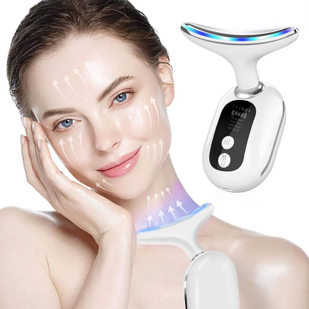 Face and Neck Care Vibration Lift Firming Beauty Instrument Photon Tender Skin Removing Wrinkle Beauty Neck Instrument ems microcurrent v face instrument double chin remover lifting vibration hot compress facial massager facial lifting skin care