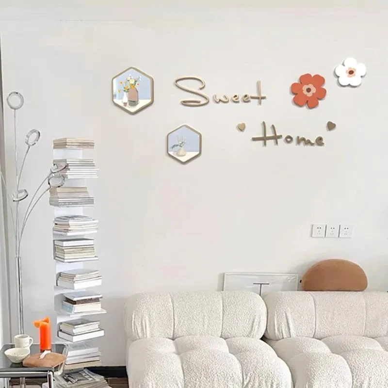 

Маленькие Стильные домашние настенные наклейки, простые 3D стерео наклейки на стену с цветами, креативные настенные наклейки для спальни, гостиной, Фоновые наклейки на стену