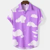 Men's Shirts Short Sleeve Cloud Print Tops Hawaiian Holiday Shirts Fashionable Unisex Shirts Summer T-Shirts Casual Oversized Cl 4