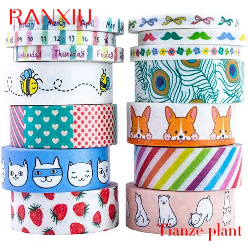 Custom High Quality Custom Printed Decoration Masking Washi Tape For Gift 2 inch round stickers colorful note paper dot coding marking labels adhesive stickers decoration tape price tag toys 500pcs