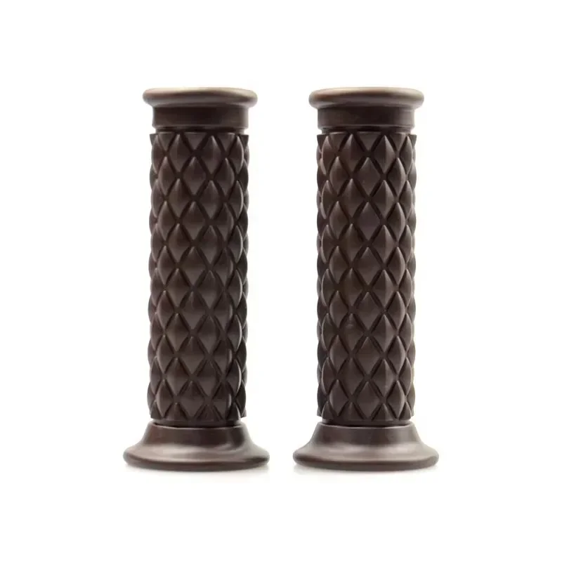 Universal Retro Non-Slip Rubber Motorcycle Handlebar Grips, 7/8 22mm 24mm