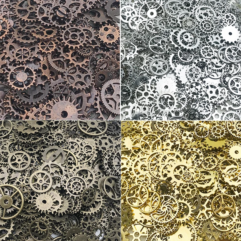 Randomly Mix (About 30/50g) Mix Size Metal Mechanical Steampunk Cogs Gears Charms Pendant For DIY Jewelry Making Accessories
