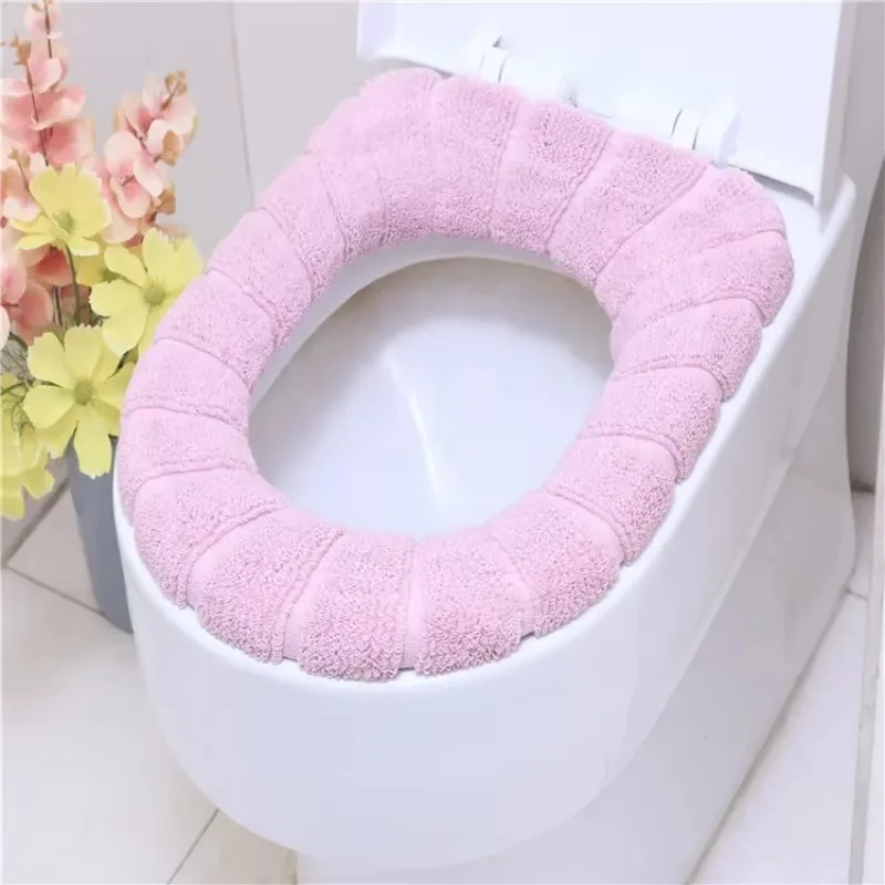 1-20PCS Toilet Seat Cushion Household Winter Thickened Plush Toilet Seat Cushion  Warmer Seat Cushion Toilet Seat Cover 2