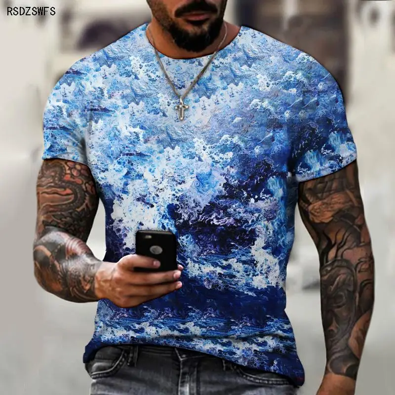 T-Shirt De Roupas Masculinas Tendência Da Moda Casual Colorido Cool Arte Moda Casual Esportes Jersey Manga Curta 5Xl
