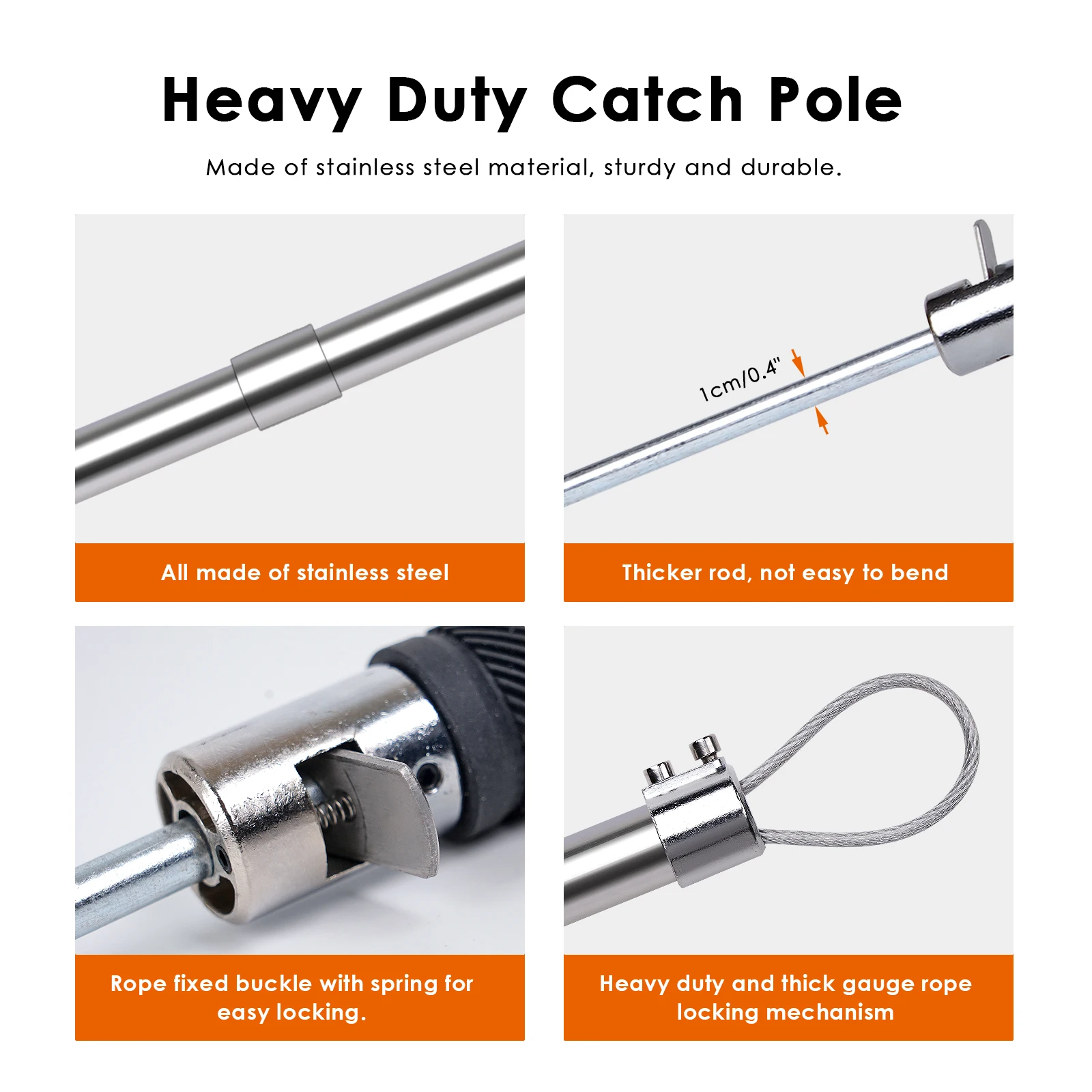 33 Inch Stainless Steel Animals Pig Catcher Pole Thickness Wire Rope Animal Catch Pole Stretchable Handle Efficient Easy To Use 4