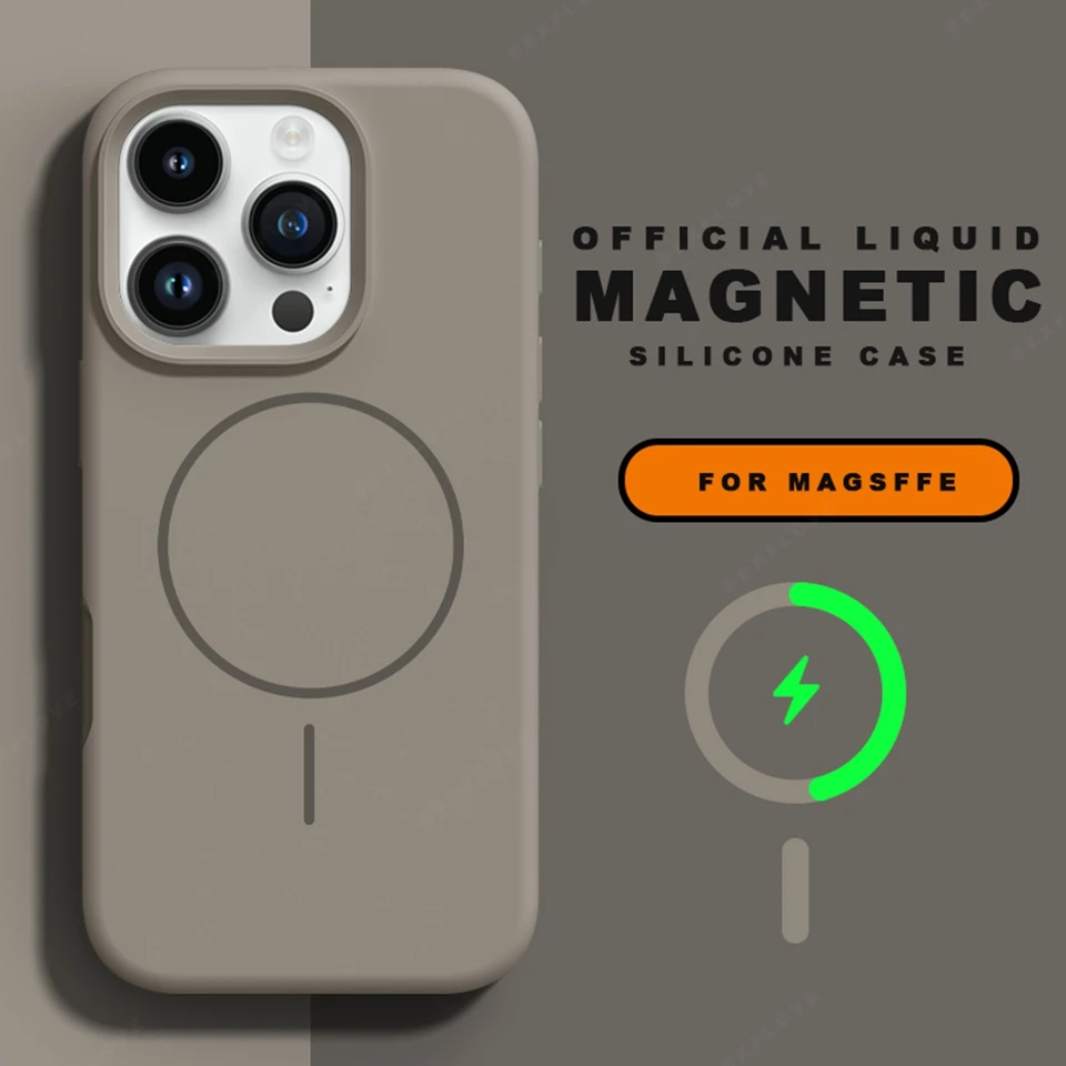 Official Magnetic Liquid Silicone Phone Case with MagSafe Charge Protector - Soft Cover