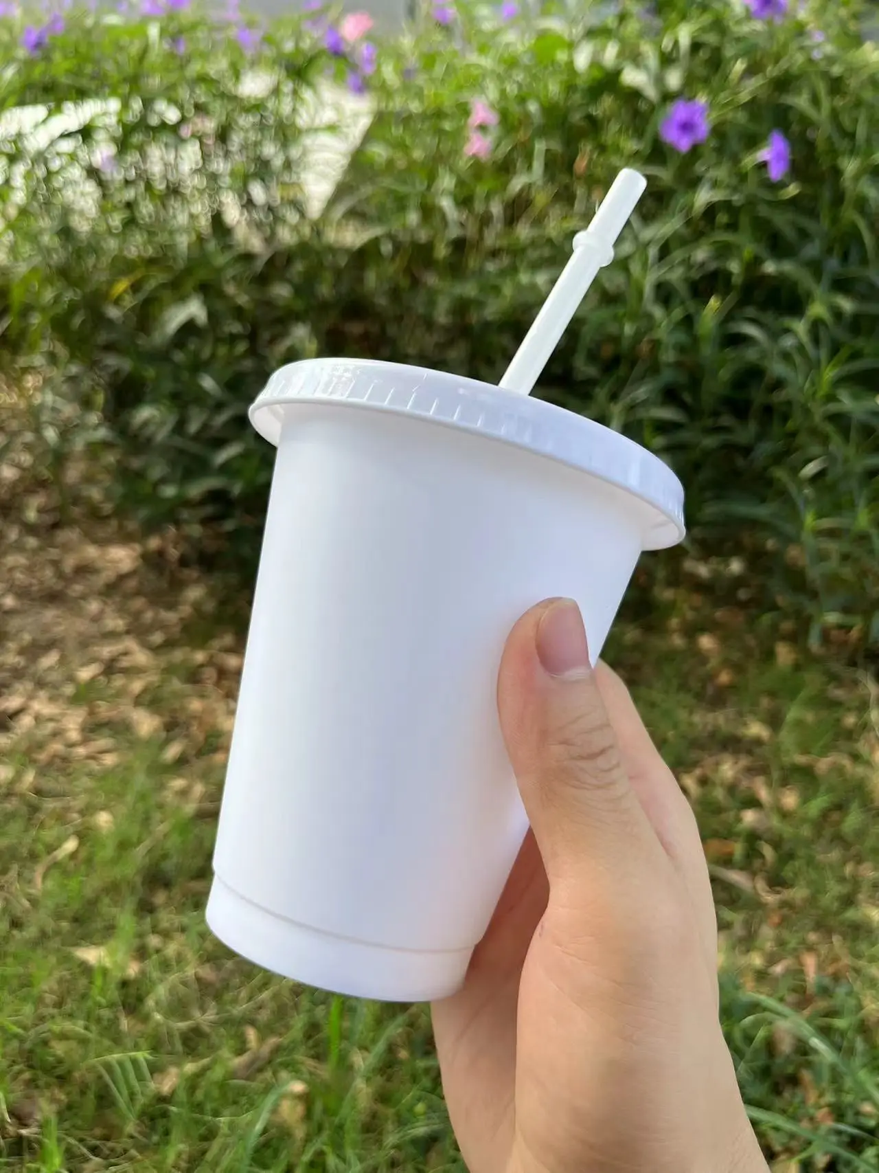 Wildflower Iced Coffee Cup with Lid & Straw, 16oz Tumbler, Cute