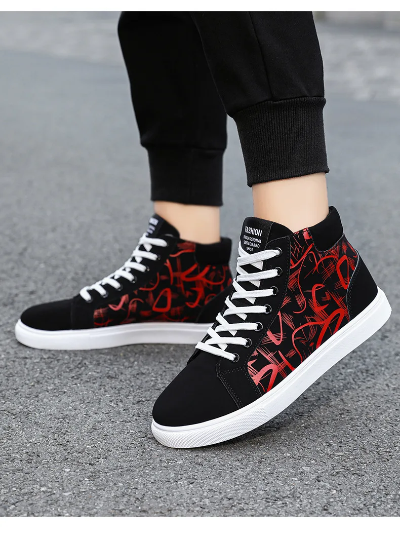 High Top Canvas Shoes for Men Fashion Platform Sneakers Spring Winter Male Basketball Vulcanized Shoes Student Tenis Masculino