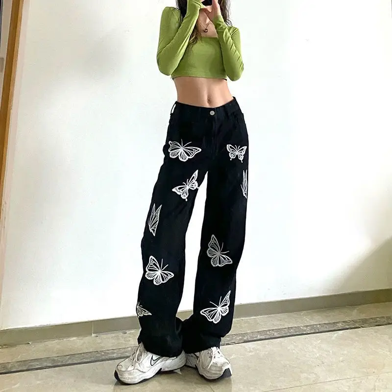 Autumn New Chic Korean Sporty Y2k Street Vintage Artistic Pants Whimsical Exotic Daring Playful Loose Casual Print Long Trousers