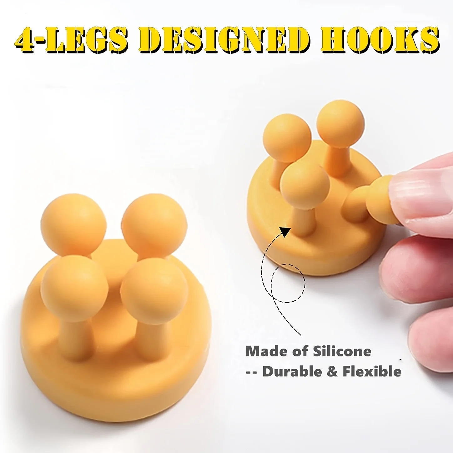 4Pcs Silicone Toothbrush Holders Hook Waterproof Self Adhesive Wall Mounted Single Hook for Hanging Key Utility Plug Holder 2