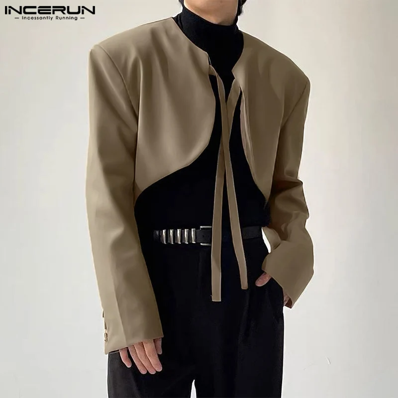 Casual Style Men Tops Short Bandage Cardigan Blazer Stylish Male Loose Comfortable All-match Simple Suits S-5XL mens blazer